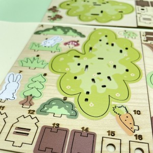 Výrobce 3D puzzle Custom Design Easter Bunny Tree House 3D dřevěné puzzle s kvalitním UV odolným leskem – W0202P-1