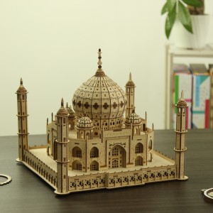 DIY tresett Utsøkt utførelse Taj Mahal Architecture 3D trepuslespill med kvalitets UV-bestandig glans – W0212P
