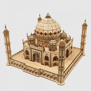 DIY Egurrezko Kit Eskulan bikaina Taj Mahal Arkitektura 3D Egurrezko Puzzlea kalitatezko UV erresistentea distira batekin - W0212P