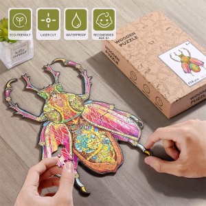 Prodejní hračka Jedinečné dřevěné puzzle ve tvaru pro dospělé a děti na ozdobení mechanického hmyzu W1004