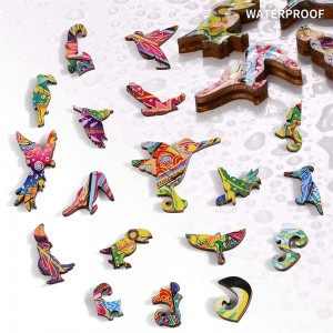 بالغن لاءِ ڪاٺ جو Jigsaw Puzzle Animal Unique Irregular Shape Puzzle Hummingbird Puzzles W1005