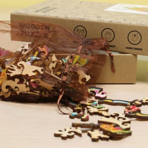 Fából készült kirakós játék felnőtteknek, állatoknak, egyedi, szabálytalan formájú puzzle-k, kolibri rejtvények W1005