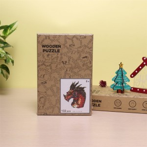 Drevená skladačka najlepší darček pre dospelých a deti Zvieratá Jedinečné puzzle nepravidelného tvaru Čierny drak W1007