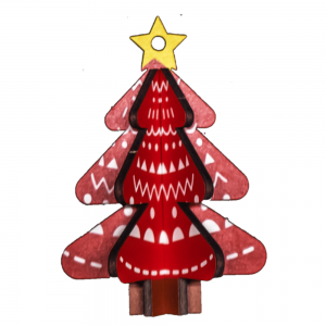 Afikun Iyanu Si Awọn Ohun ọṣọ Isinmi Rẹ Laser Ge UV Print Wooden Christmas Tree Ornament Craft WB022