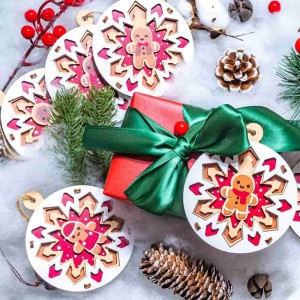 Εποχιακό δώρο Χριστουγεννιάτικα στολίδια με λέιζερ DIY Ξύλινο στολίδι για Χριστουγεννιάτικο Δέντρο WB017