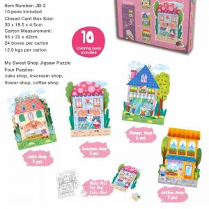 BSCI Printing Factory Suppliers Sweet House Puzzles for Toddlers to Color & Play Cardboard Chunky Puzzle JB-2