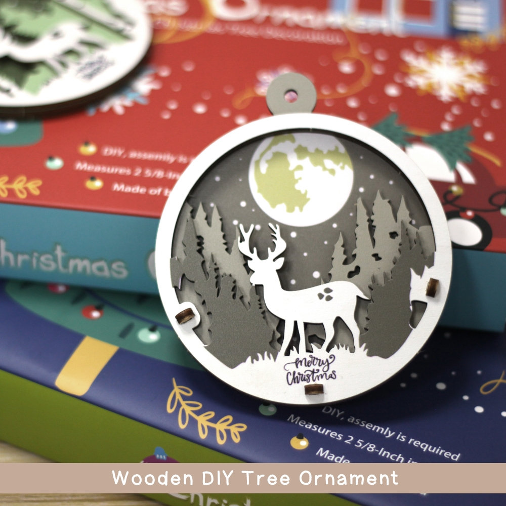 Originally Designed Tree Ornament Made from Wood Asst of 12 Christmas Tree Decoration