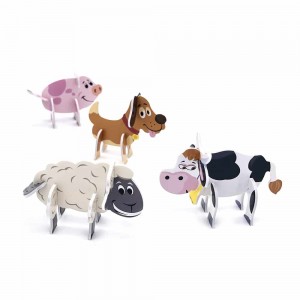 منفرد ۽ اعليٰ پلے ويليو پروموشنل رانديڪن جي ڊيزائن ۽ پيداوار 3D پزل جانور Giveaways Toys P0211