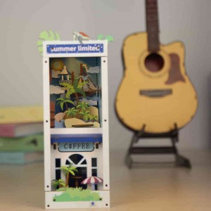 3D Puzzle Wooden Bookend DIY Book Nook Shelf Insert Decor Wooden 3D Puzzle Model Building Kit L0303P