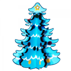 Orijinal Olarak Çizilmiş ve Tasarlanmış Noel Ağacı Temalı 3D Puzzle Bağımsız Ahşap Hatıra Süsü WB024