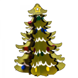 Orijinal olaraq çəkilmiş və dizayn edilmiş Milad ağacı temalı 3D tapmacalı müstəqil taxta yadigar ornamenti WB024