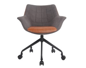 Hjemmekontorstol med godt skum, højdejusterbar skrivebordsstol med matsort - stålbund, kiperstof, lysegrå
