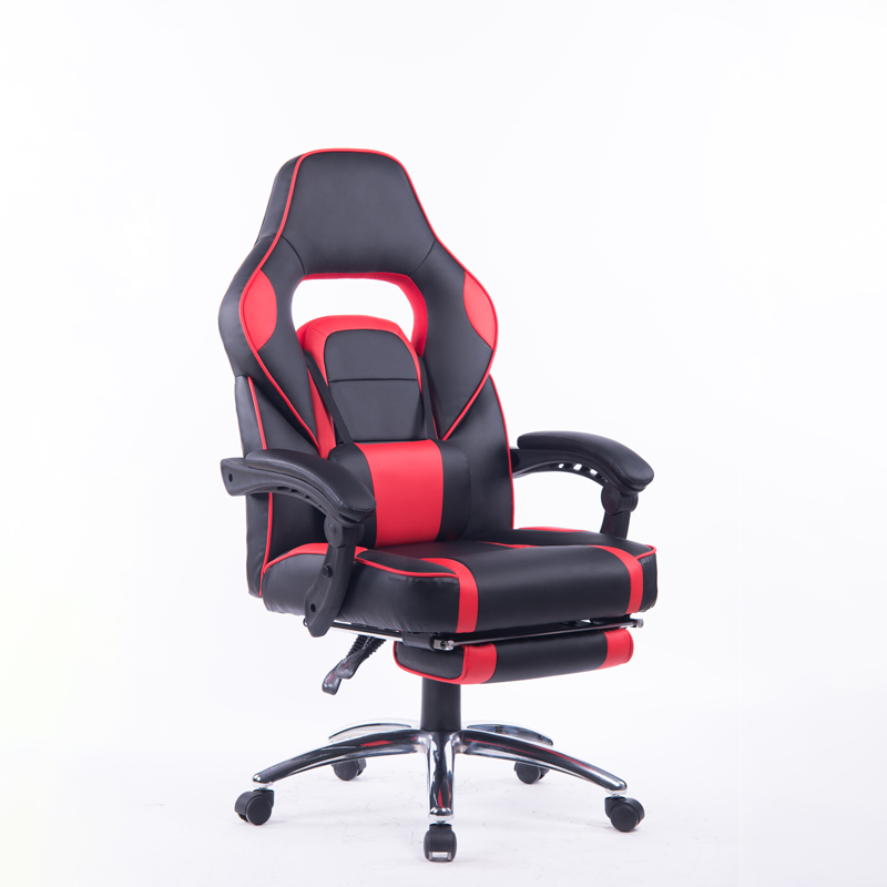 Factory Directly Ergonomic Computer Gaming PU Leather Chair with Footrest High Office Fixed Arms Featured Image