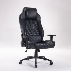 Faux Leather Racing Gaming Kantoorstoel, maklike montering, ergonomiese draai, verstelbare hoogte en 4D armleunings, lumbale ondersteuning, gemaklik met leunstoel