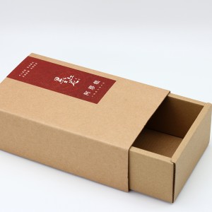 Caixa deslizante de papel kraft ondulado Embalaxe de calcetíns de dúas pezas