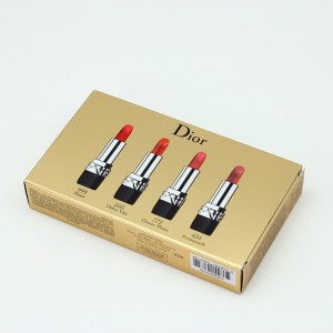 Kustom CMYK Dicetak Kotak Lipat Karton Emas Untuk Lipstik