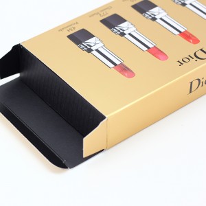 Custom CMYK Printed Gold Cardboard Folding Box Para sa Lipstick