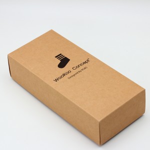 Црно печатење правоаголник Крафт-хартиена кутија 2-парчиња чорапи пакување