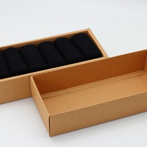 Zwarte print rechthoek kraftpapier doos 2-delige sokkenverpakking
