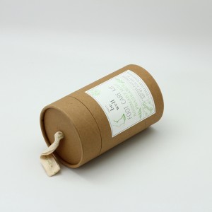 Ribbon Handle Brown Cylinder Kraft Paper Tube 4c Print