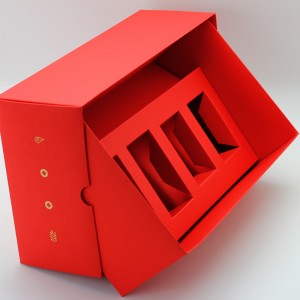 Rød pap papir foldeæske Guld logo gavepakke