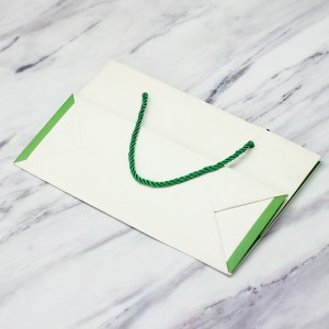 לוגו ירוק גודל מותאם מודפס שקית נייר מצופה עם ידית
