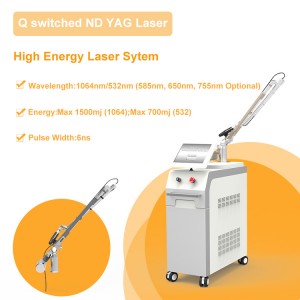 Macchina per la rimozione dei tatuaggi laser Nd YAG Q switch 1064nm 532nm