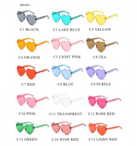 OEM&ODM Colorful Rimless love&roses Trend Sun Glasses Heart Sunglasses Women