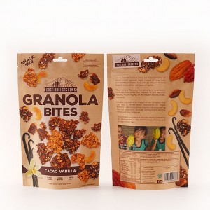 Hege kwaliteit Brown Kraft Papier Oanpaste Bag Snack Cashew Nut Sugar Stand Up Ziplock Zip Food Packaging Pouch mei dúdlik finster