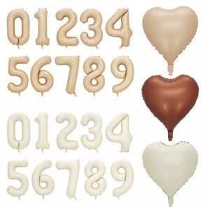 New Design 40Inch Helium Float Cream White Caramel Color Foil Digital Balloon Birthday Wedding Party Decoration Number Balloons Factory wholesale