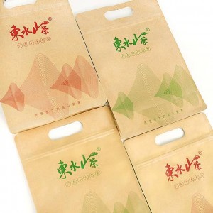 Dahareun bungkusan seleting Kantong Datar Bottom Kraft Paper Bag Pikeun inuman padet atawa snacks