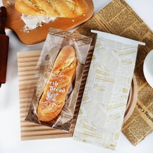Biskut Pembungkusan Makanan Bawah Rata Putih Kecil Pembungkusan Baguette Roti Sandwich Coklat Beg Kertas Kraft Dengan Tingkap Jelas