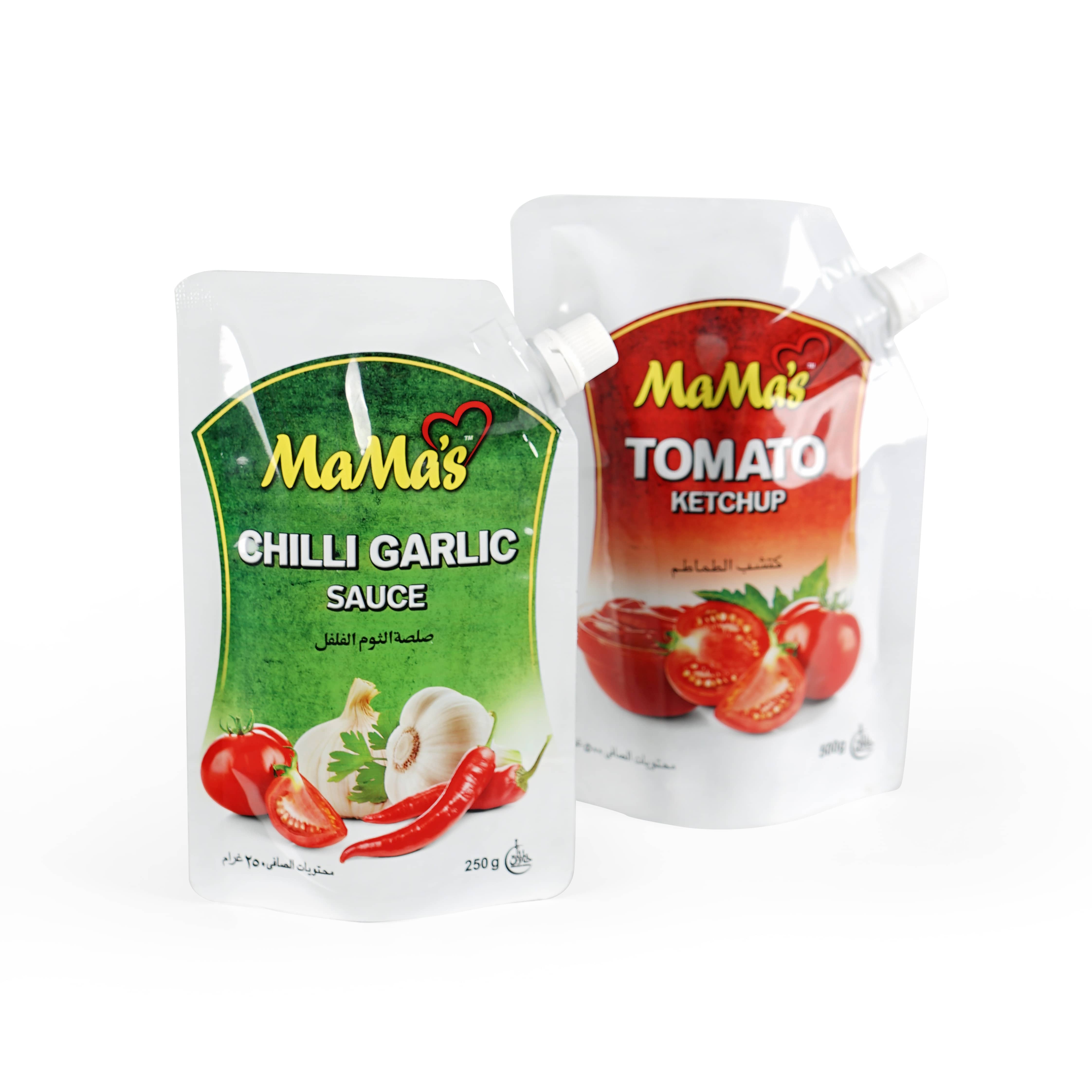 Plastikiniai maistiniai 500 g karšto padažo pakavimo maišeliai Knorr padažo pakeliai Teminis vaizdas