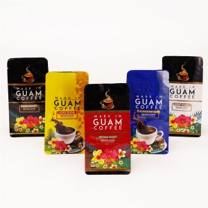 Coffee Bean Square ထုပ်ပိုးသော ကော်ဖီအိတ်များ အောက်ခြေပလတ်စတစ်အိတ်များ
