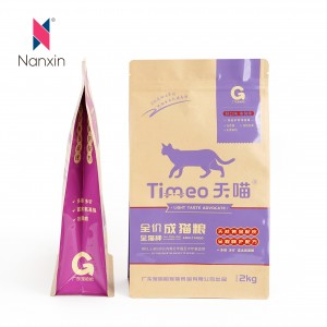 Customized Direct Factory Plastic Matt Aluminum Stong Dural Packaging Bags Flat Bottom Ziplock Pet Dog Cat Food Bag Para sa Pag-iimpake
