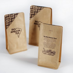 Aluminum Foil Lined Square Grease Proof Base Brown Kraft Paper Bags Food Grade na May Rolled Edge