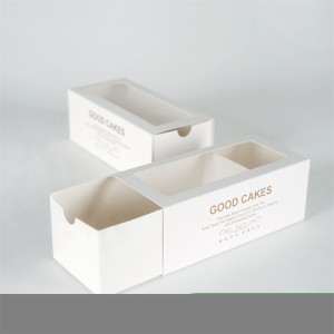 Kotak Kertas Gulung Kek Macaron Laci Putih Kecil Bakeri Coklat Untuk Hirisan Kek