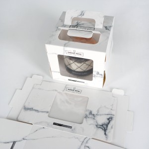 Square Advanced Technology Marble Carrier Bags Paper Cake Box With Window