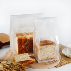 स्क्वेअर बॉटम फूड ग्रेड कुकीज सँडविच ब्रेड पॅकेजिंग ब्राउन क्राफ्ट पेपर बेकरी बॅग