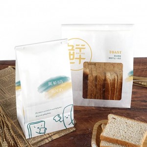 Duona, riebalams atsparus maisto popierinis maišelis su langu