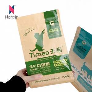 ថង់ផ្លាស្ទិកពីរោងចក្រផ្ទាល់ដែលប្ដូរតាមបំណង ថង់វេចខ្ចប់អាលុយមីញ៉ូ Stong Dural បាតបាត Ziplock Pet Dog Cat Food Bag for Packing