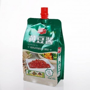Bolsa de suco de 200 ml impressão stand up saco de plástico com bocal para molho de tomate
