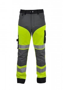 Pantalón de trabajo elástico de alta visibilidad, amarillo/gris