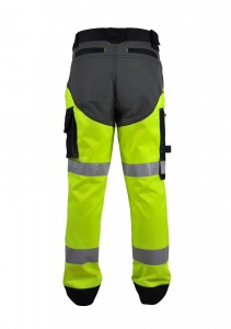 Stretchy High-Vis-Work Trousers, Yellow/Grey