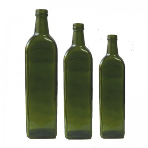 Szklane kwadratowe butelki oleju Marasca