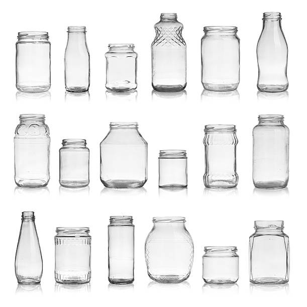 Set of empty jars isolated on white background