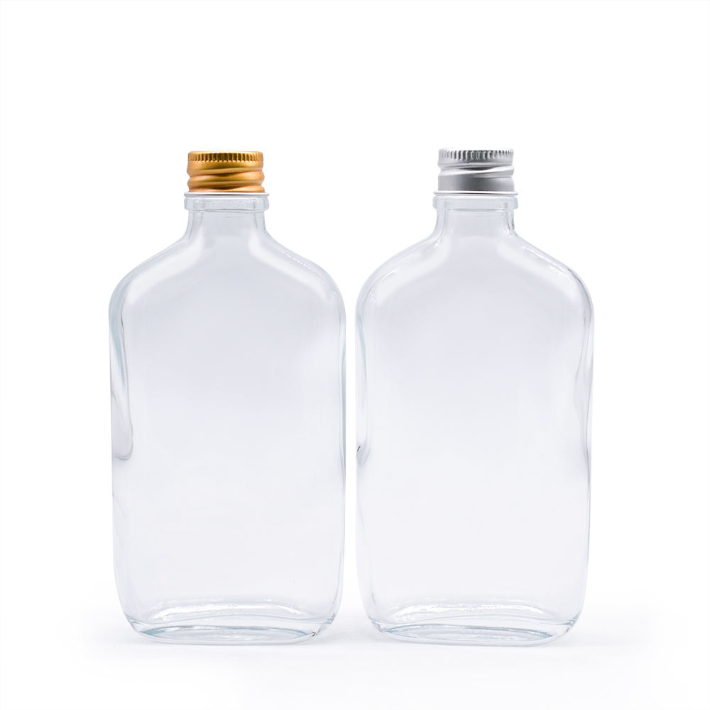 clear flat flask glass liquor bottles (1)
