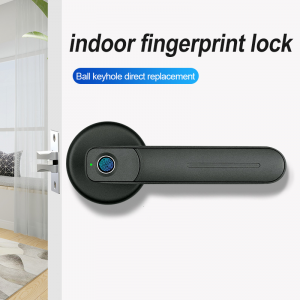 Fingerprint Electric Handle Home Door Lock Biometric fingerprint lock for Wooden door One Touch To Unlock Black Semiconductor Fingerprint Recognition Quickly Handle Smart Door Lock
