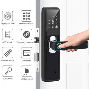 Tuya App fingerprint smart Door Lock rfid keyless gate hotel glass mortise electric WIFI Remote Home Electronic Digital Fingerprint Door Lock with Tuya App
