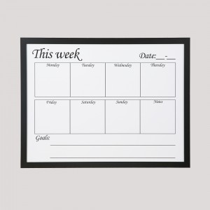 Magnetic weekly planner with black color MDF frame